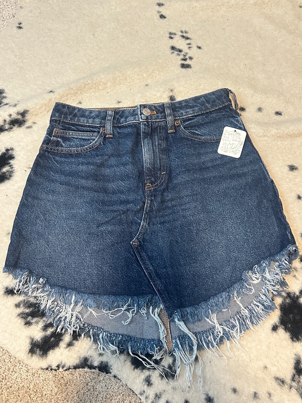 NWT Free People “We the Free” Denim Frayed Hem Skirt